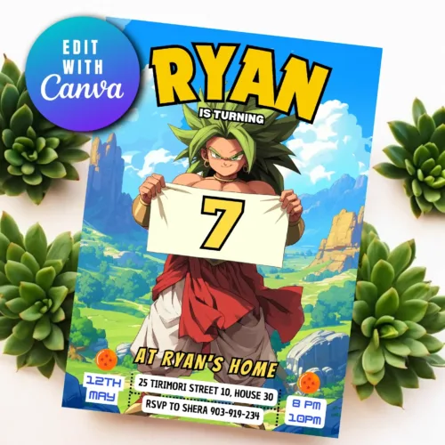 Broly birthday template bola de drac