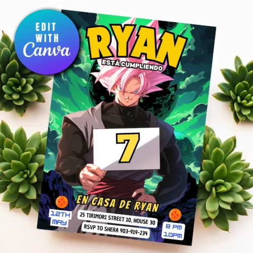 Goku black birthday template bola de drac