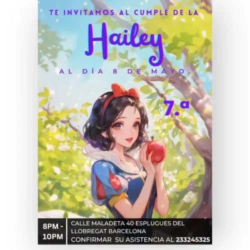 birthday template of snowwhite editable in canva