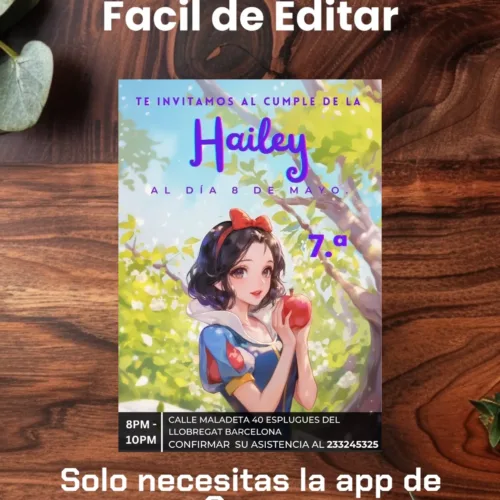 birthday template of snowwhite editable in canva