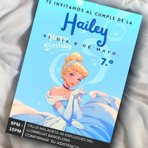 cindarella template birthday editable canva, vibrant cindarella wallpaper