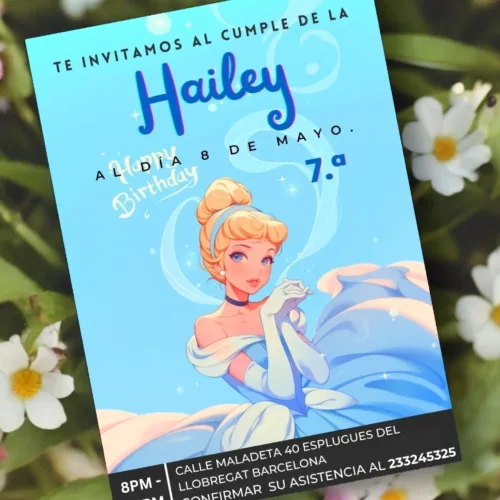 cindarella template birthday editable canva, vibrant cindarella wallpaper