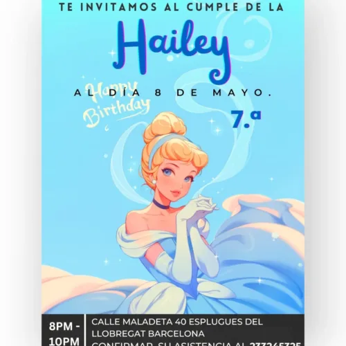 cindarella template birthday editable canva, vibrant cindarella wallpaper