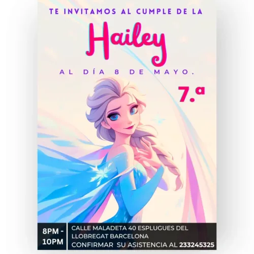 Elsa birthday template editable in canva, vibrant elsa poster