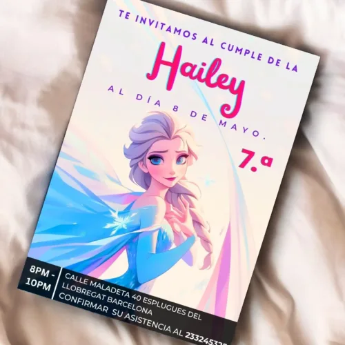 Elsa birthday template editable in canva, vibrant elsa poster